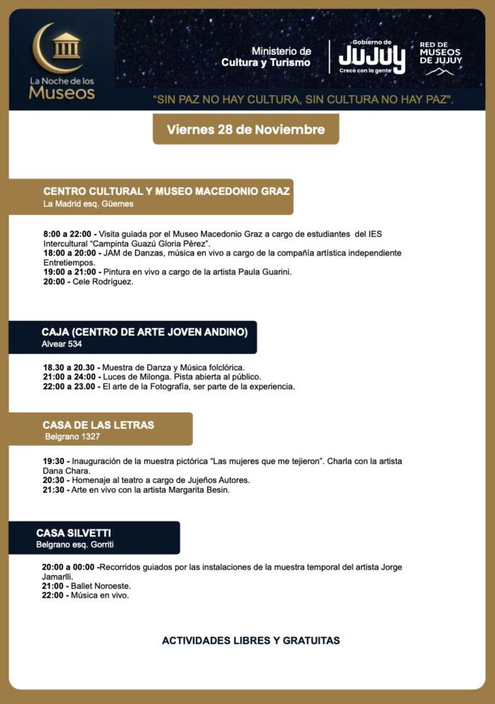 Nueva edición de la "Noche de los Museos" en Jujuy - Ojos del Mundo