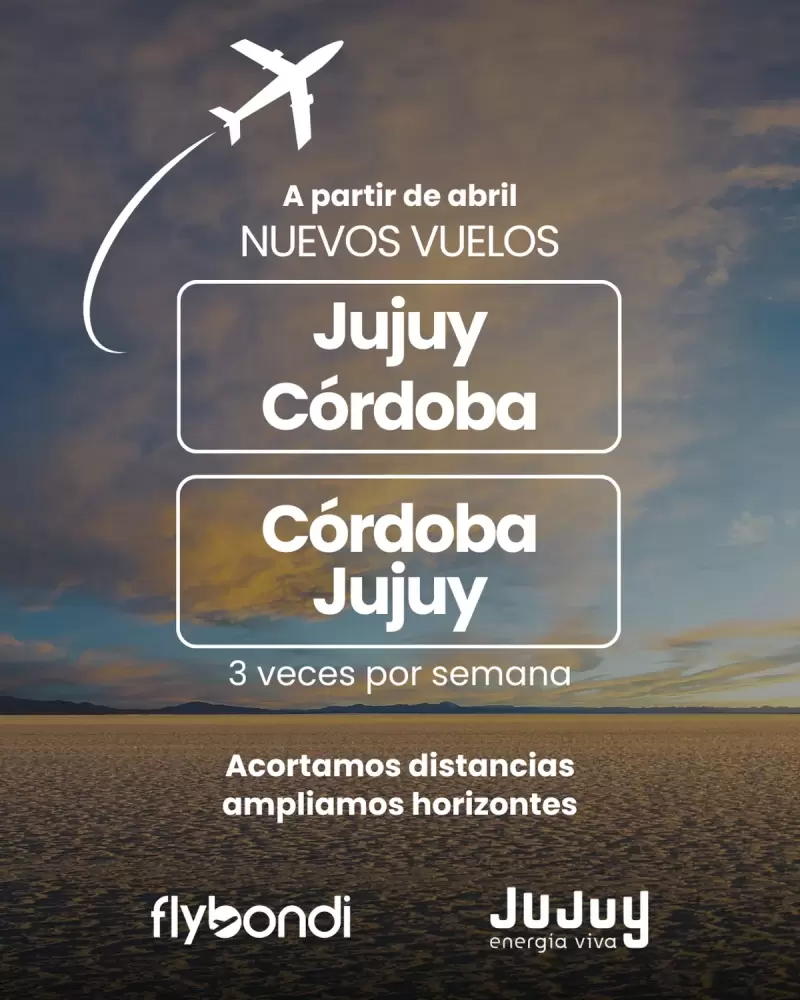 Jujuy suma rutas aéreas a Córdoba en abril - Ojos del Mundo