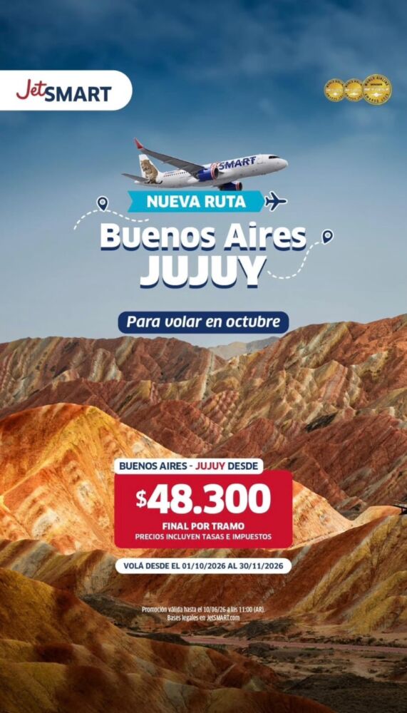 JetSmart suma la ruta Jujuy-Bs As desde Octubre - Ojos del Mundo